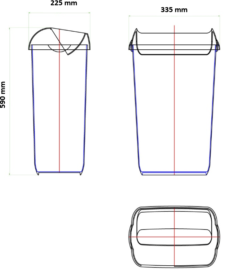 Afvalbak 23 liter (open, wit) - Afbeelding 2