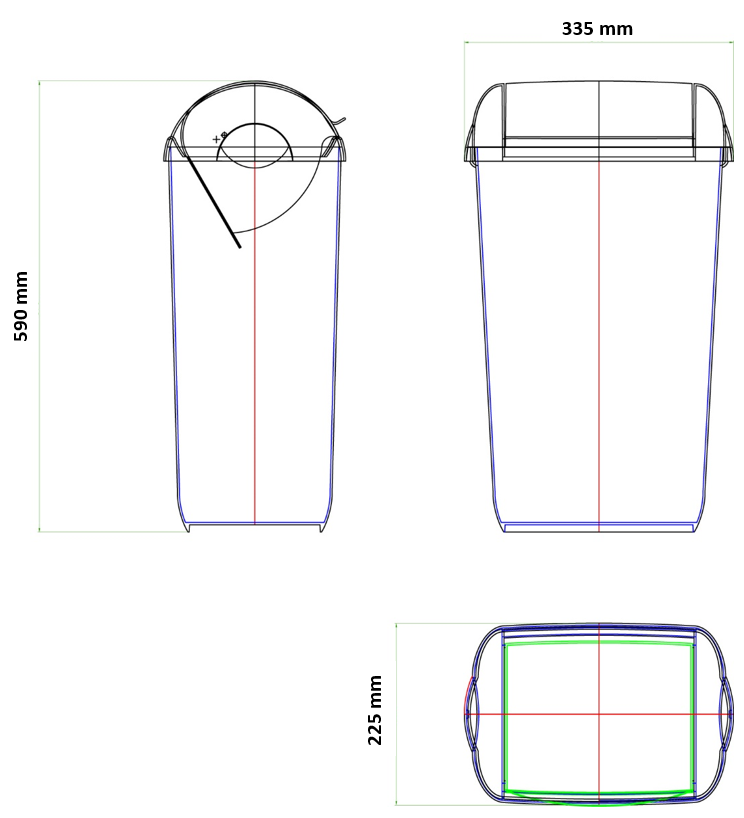 Hygiënebak 23 liter (wit) - Afbeelding 3
